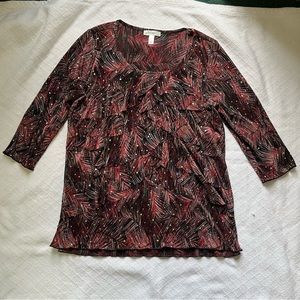 dressbarn crushed, ruffled, long sleeve top textured fabric